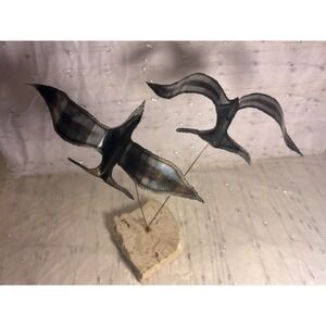 VIntage MCM Metal Work Art Sculpture Moving Seagulls
